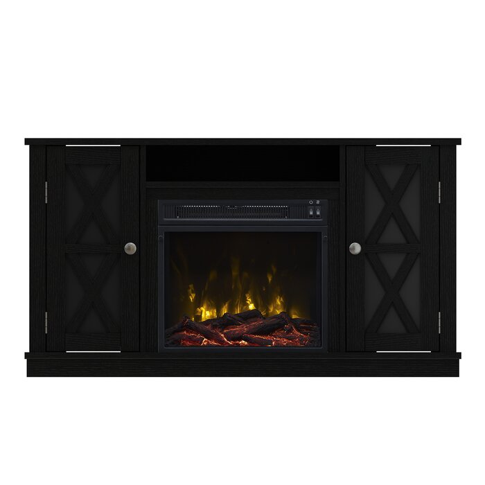 Black Emelia TV Stand for TVs up to 50" with Fireplace Included EJ355