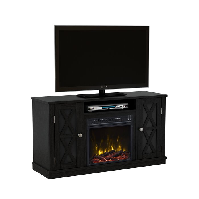 Black Emelia TV Stand for TVs up to 50" with Fireplace Included EJ355