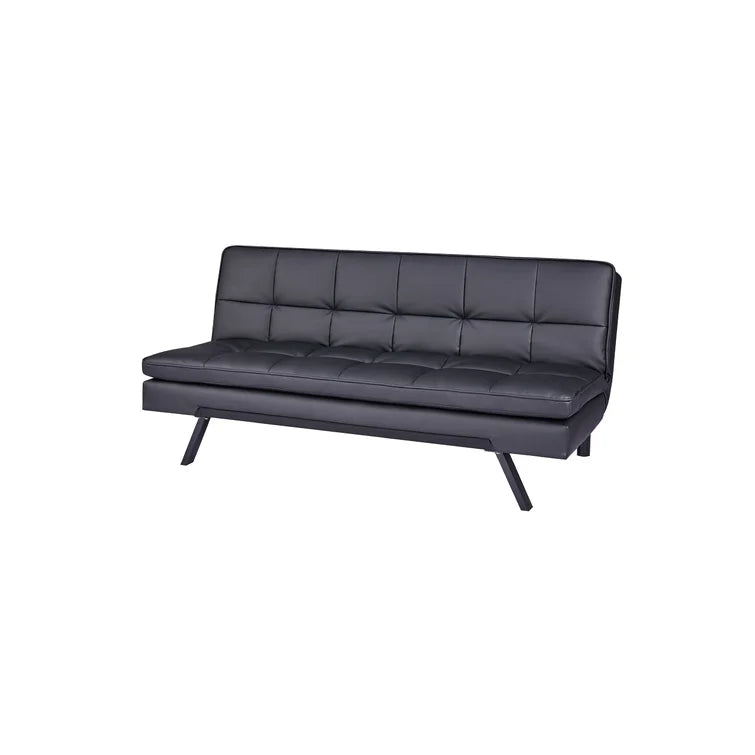 Black Emerson Full 64.2'' Wide Leather Match Convertible Sofa