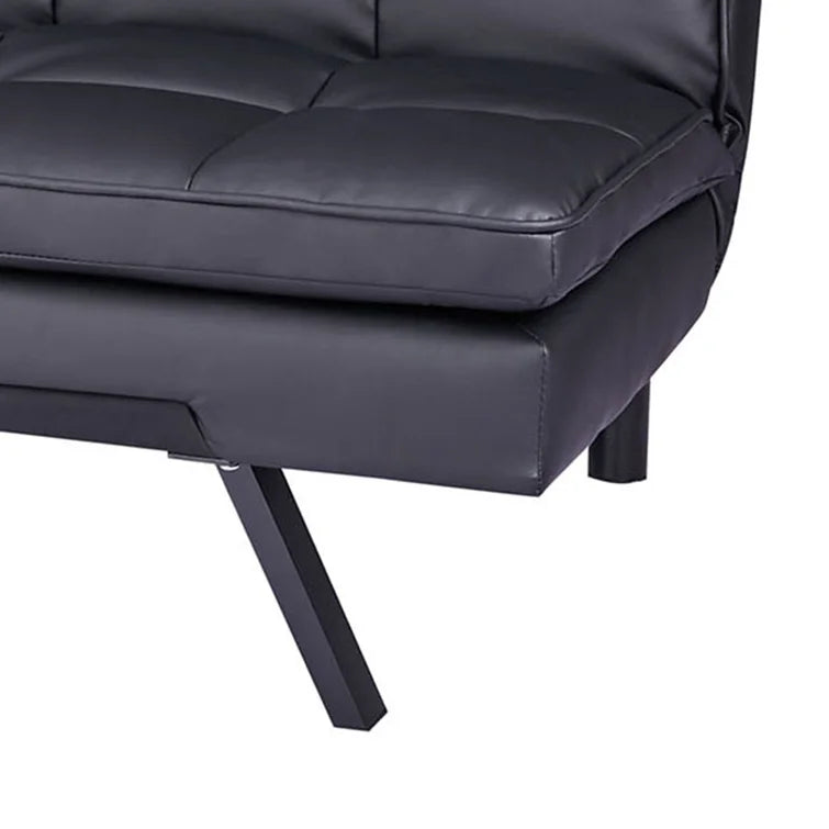 Black Emerson Full 64.2'' Wide Leather Match Convertible Sofa