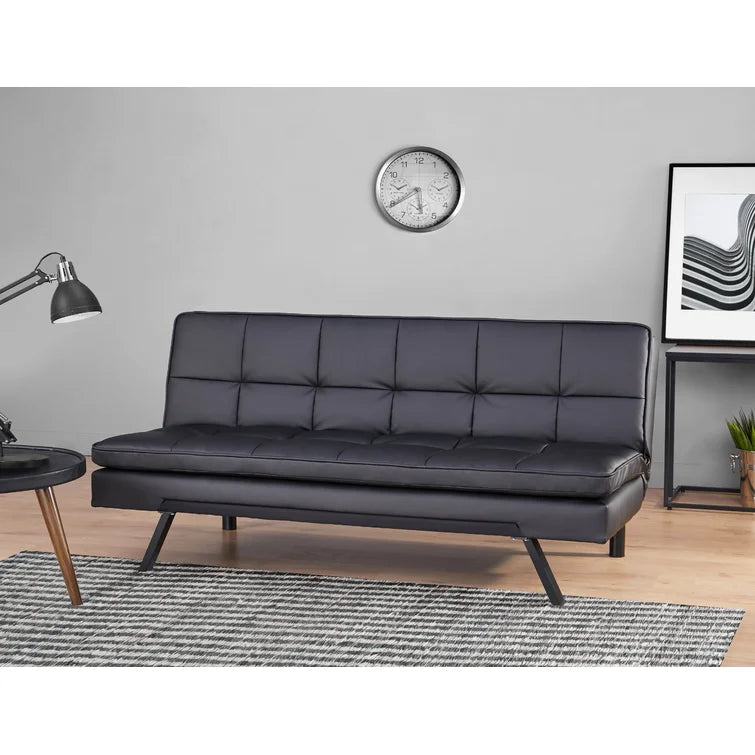 Black Emerson Full 64.2'' Wide Leather Match Convertible Sofa