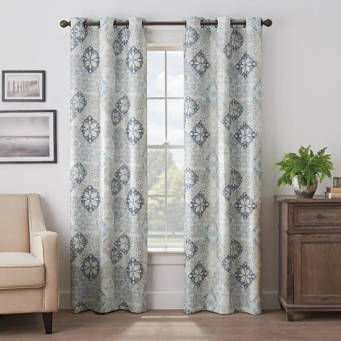 Emerson Medallion Floral Max Blackout Thermal Grommet Single Curtain Panel, 40" x 95", (Set of 2)