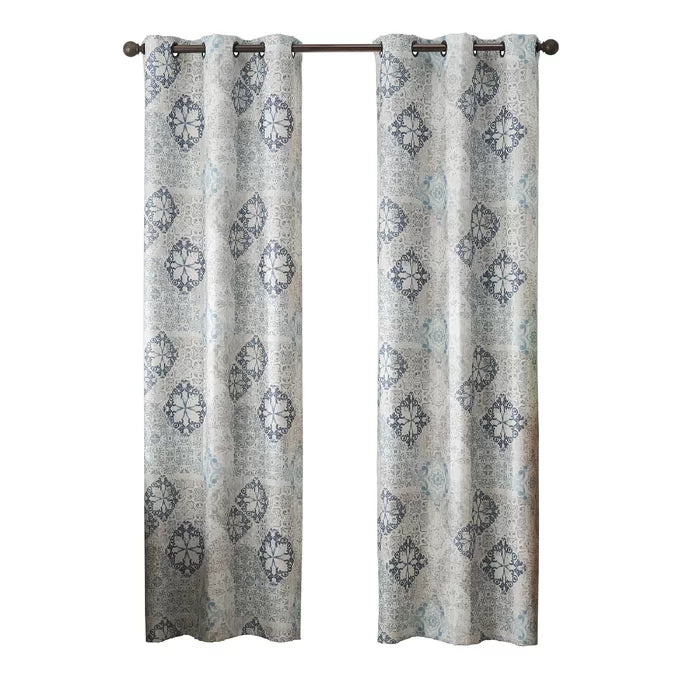 Emerson Medallion Floral Max Blackout Thermal Grommet Single Curtain Panel, 40" x 95", (Set of 2)