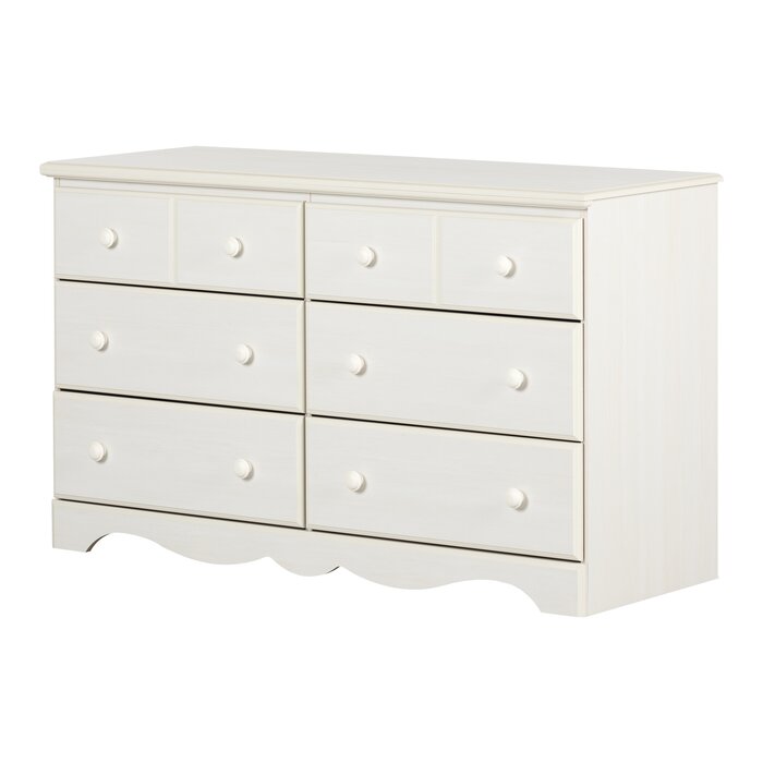 White Wash Emyree 52'' Wide 6 - Drawer Double Dresser