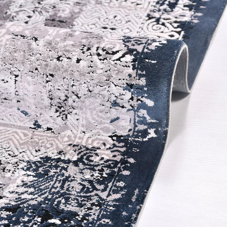 Bespoky Vintage Rugs Endre Machine Woven Abstract Area Rug In Gray runner 2'8"x9'11"