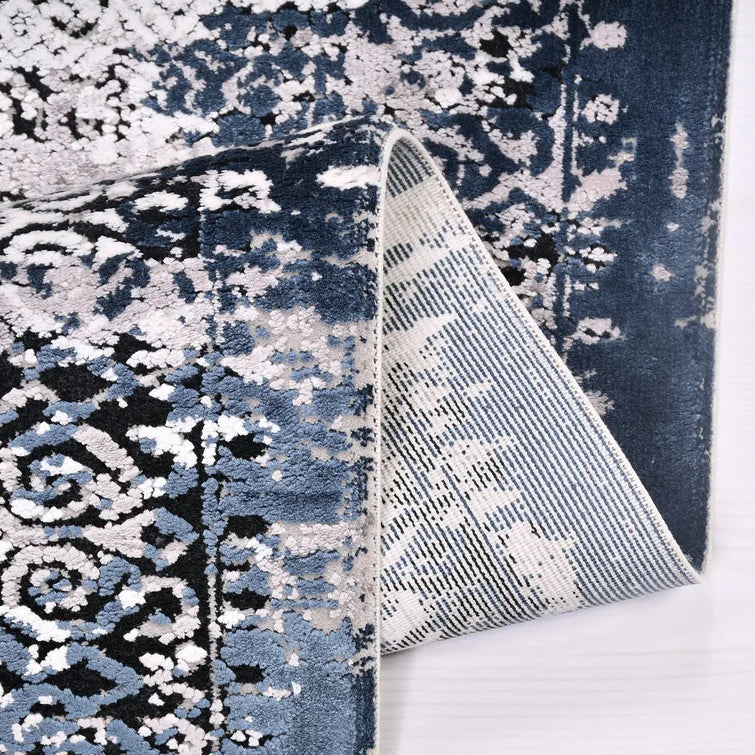 Bespoky Vintage Rugs Endre Machine Woven Abstract Area Rug In Gray runner 2'8"x9'11"