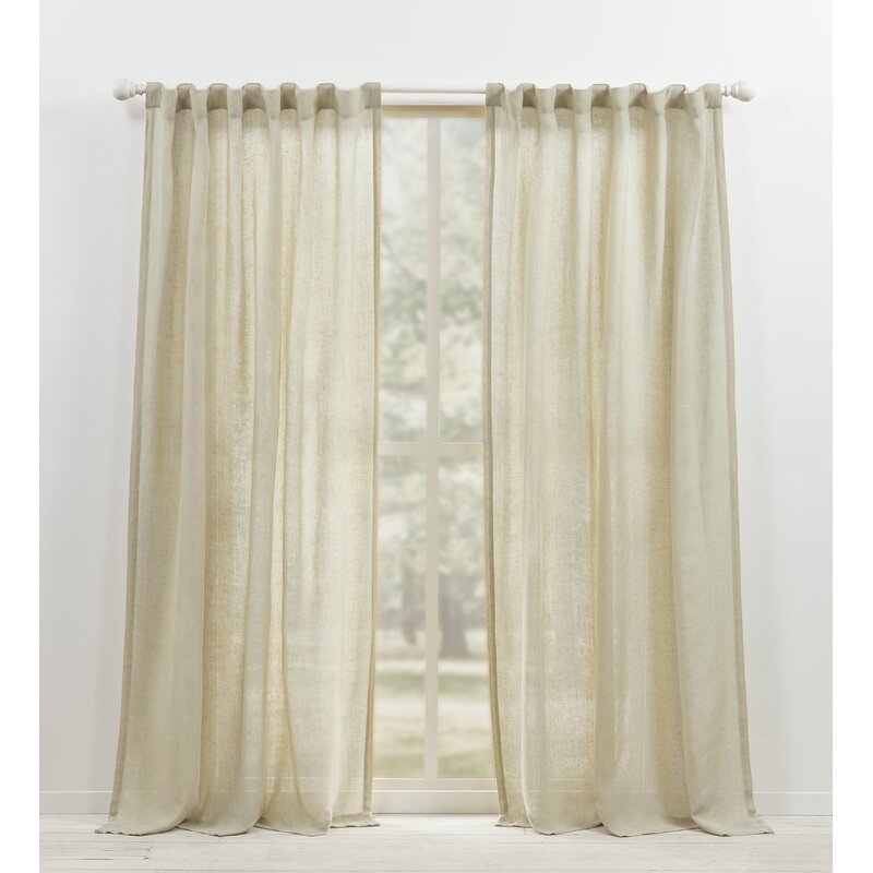 54" x 96" Engel Linen Sheer Rod Pocket Single Curtain Panel