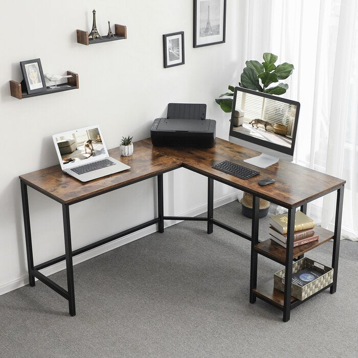 Enprise L-Shape Desk, Rustic Brown (#K3936)