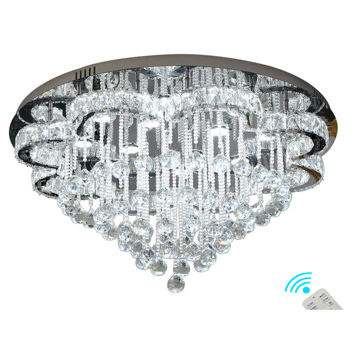 Enzie D 32'' Crystal Raindrops Chandelier with LED 3000-6000K Dimmable Living room Bedroom Lighting