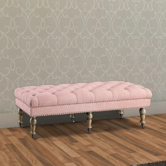 17.7" H x 62" W x 19.7" D Pink/Brown Ephraim Upholstered Bench
