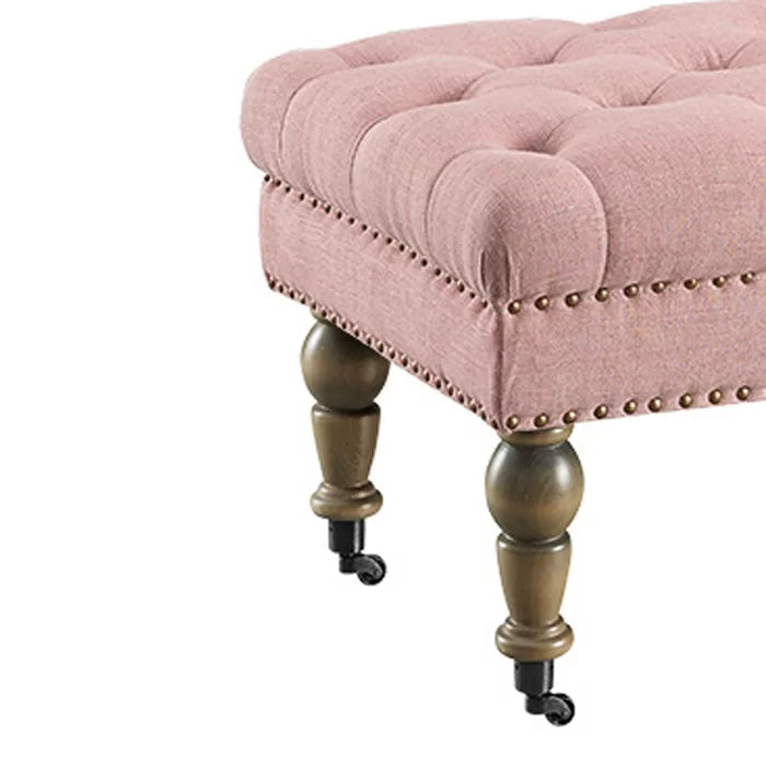 17.7" H x 62" W x 19.7" D Pink/Brown Ephraim Upholstered Bench