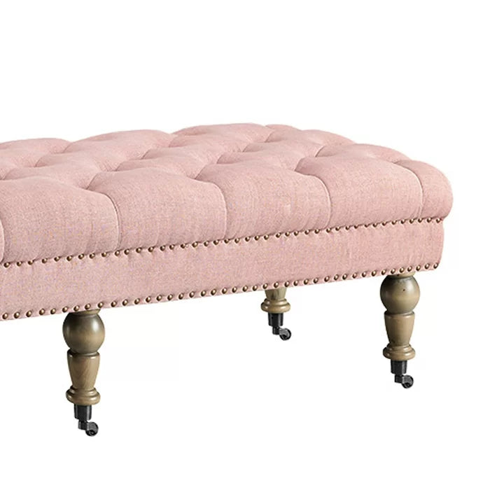 17.7" H x 62" W x 19.7" D Pink/Brown Ephraim Upholstered Bench