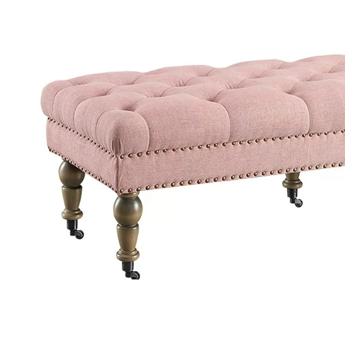 17.7" H x 62" W x 19.7" D Pink/Brown Ephraim Upholstered Bench