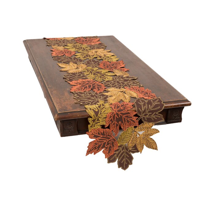 70" L x 15" W Brown Erasmus Oval Floral Thanksgiving Table Runner