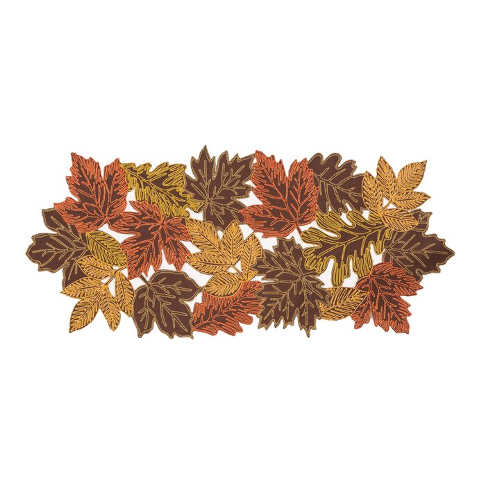 70" L x 15" W Brown Erasmus Oval Floral Thanksgiving Table Runner