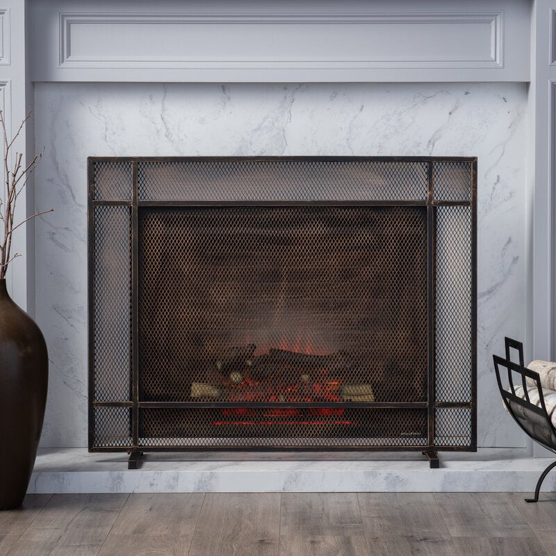 Black/Brushed/Gold Erick Iron Fireplace Screen KB1204-A5-B4-P2