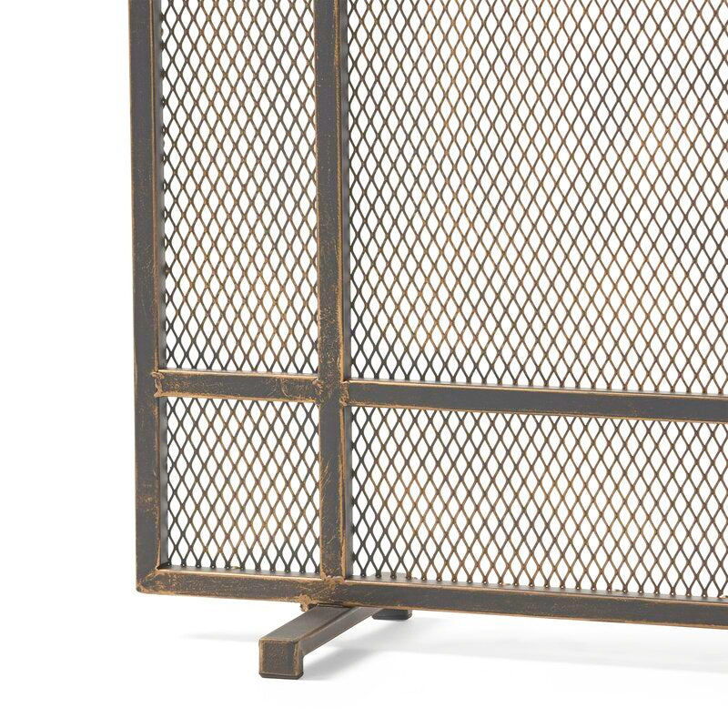 Black/Brushed/Gold Erick Iron Fireplace Screen KB1204-A5-B4-P2