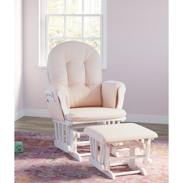 Erikson Glider and Ottoman Pink White