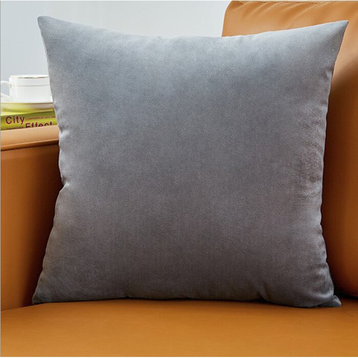 18" x 18" Gray Erla Square Velvet Pillow Cover & Insert (Set of 2)