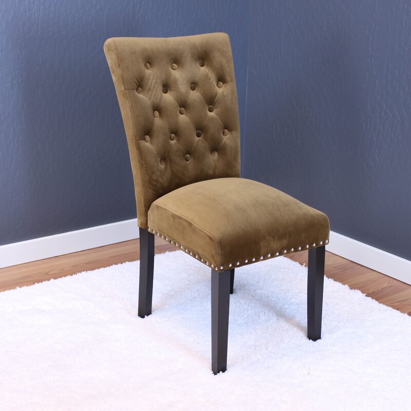 Set of 2 - Erling Velvet Upholstered Dining Chairs, Brown Sugar (#164)