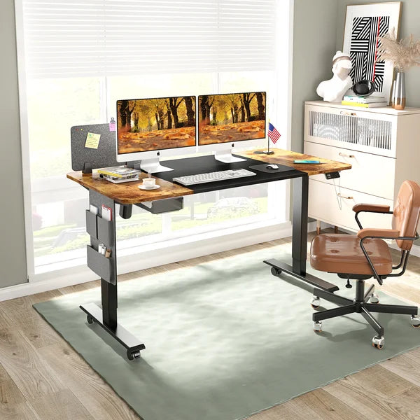 Black/Vintage Erminda Height Adjustable Desk
