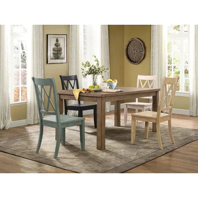 Black Eshell Solid Wood Cross Back Side Chair (Set of 2)