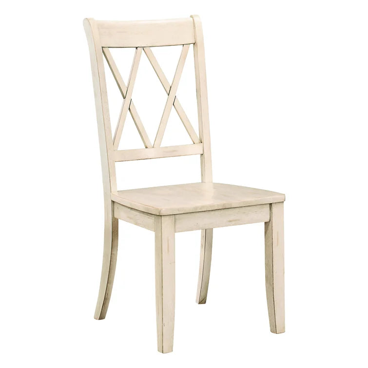 White Sand Eshell Solid Wood Cross Back Side Chair (Set of 2)