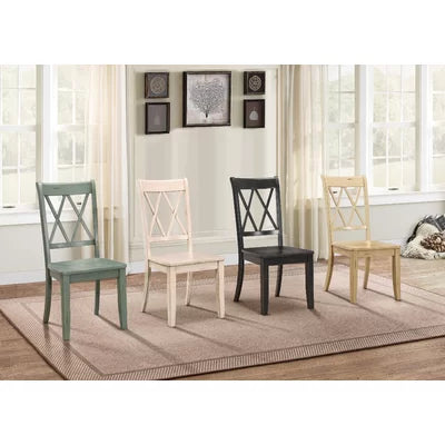Black Eshell Solid Wood Cross Back Side Chair (Set of 2)
