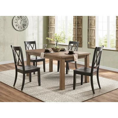 Black Eshell Solid Wood Cross Back Side Chair (Set of 2)