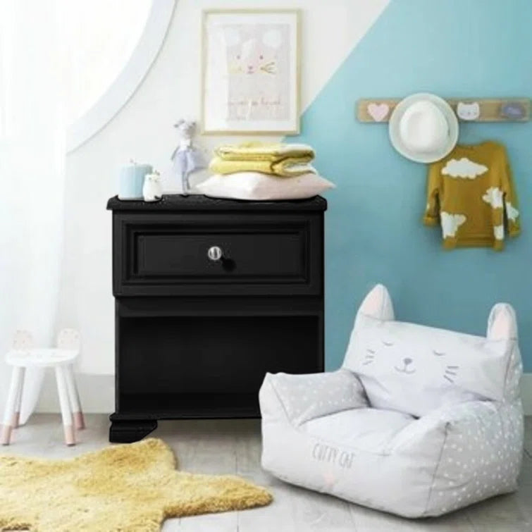 Black Essex 1 Drawer Nightstand