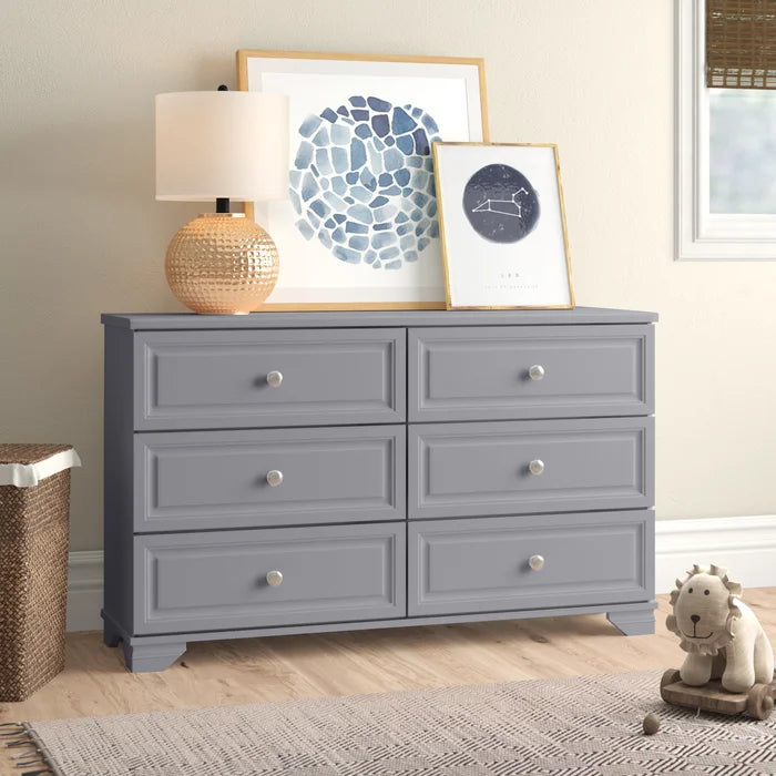 grey chiffon dress short Amerlife Huckleberry 6-Drawers Dresser Farmhouse Pre Installed Slide  Bedroom Storage Cabinet main image 1