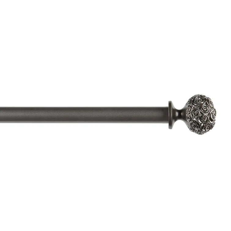36" - 72" Gunmetal Etheredge Adjustable 1'' Single Curtain Rod
