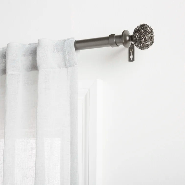 36" - 72" Gunmetal Etheredge Adjustable 1'' Single Curtain Rod