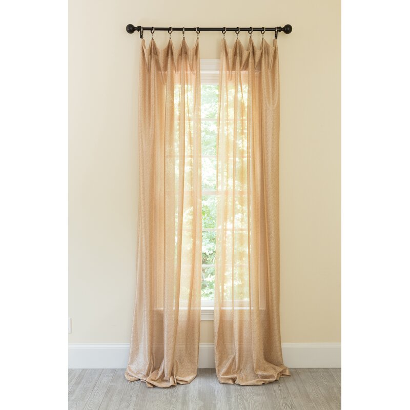 MANOR LUXE 52-in Copper Polyester Semi-sheer Rod Pocket Curtain Panel, 52" (Set of 2)