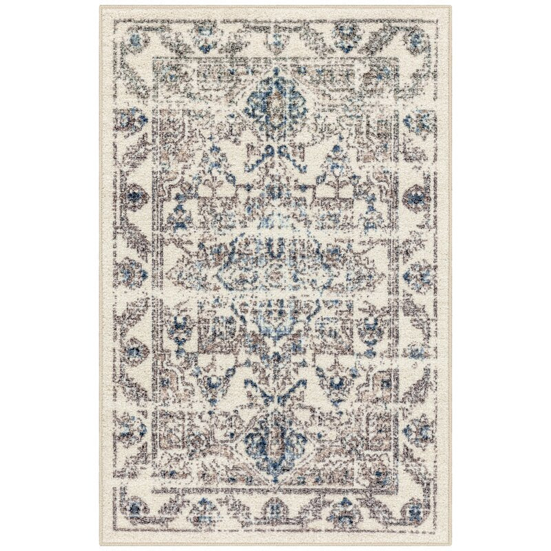 Euanson Oriental Tufted Ivory/Brown/Blue Area Rug 2'6x3'10