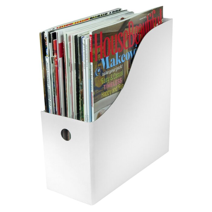 White Evelots 12 Magazine/File Holders & Labels (Set of 12)