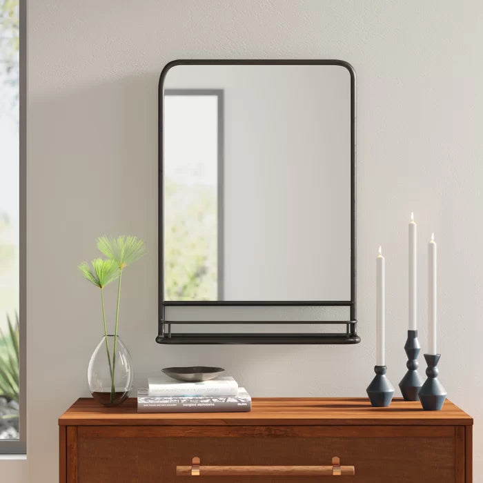 Black Everlean Accent Mirror with Shelves