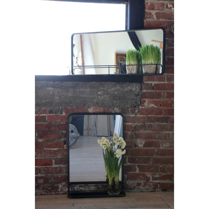 Black Everlean Accent Mirror with Shelves