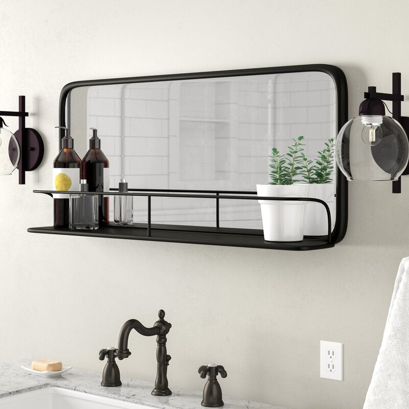 Black Everlean with Shelves Accent Mirror