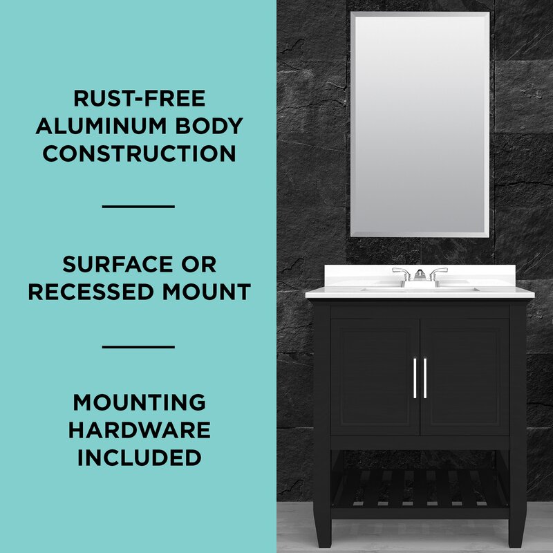 Fallyn Surface Mount Frameless Medicine Cabinet 15"x26"x4.7"