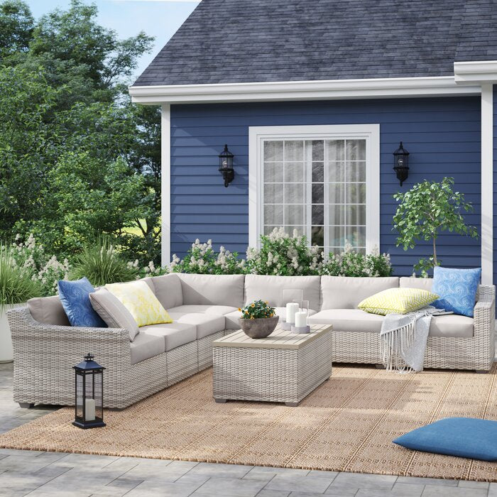 Patio Sectional Falmouth Loveseat With Cushions Outdoor Sectional