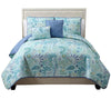 King Blue/Aqua Fareham 5 Piece Reversible Quilt Set SC193
