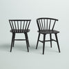 Farleigh Hungerford Solid Wood Windsor Back Side Chair in Black (Set of 2)