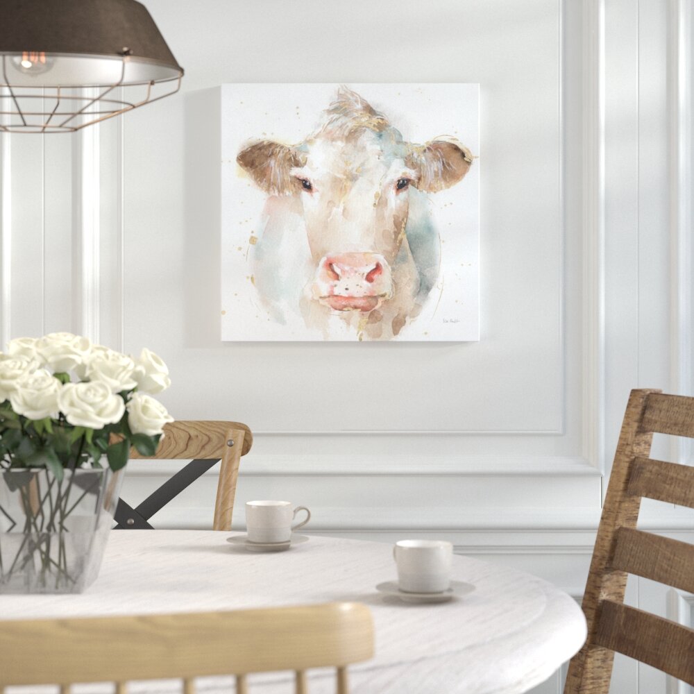 Blue/Pink/Brown/Gold Farm Friends II Painting Print on Wrapped Canvas K7912