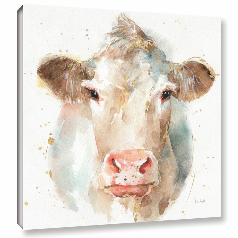 Blue/Pink/Brown/Gold Farm Friends II Painting Print on Wrapped Canvas K7912