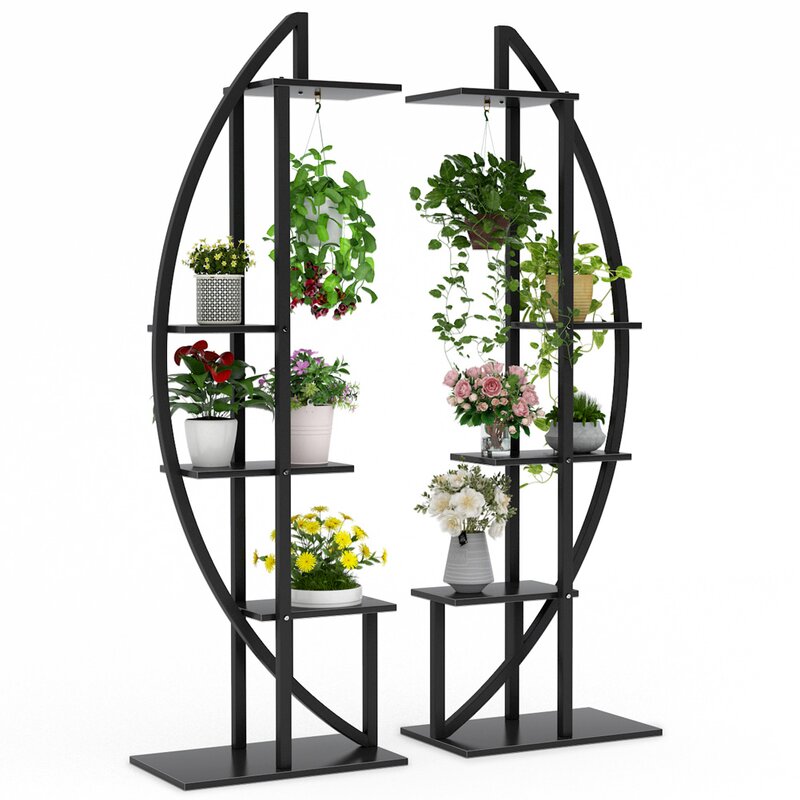 Black Fatos Rectangular  Multi-Tiered Plant Stand pc390
