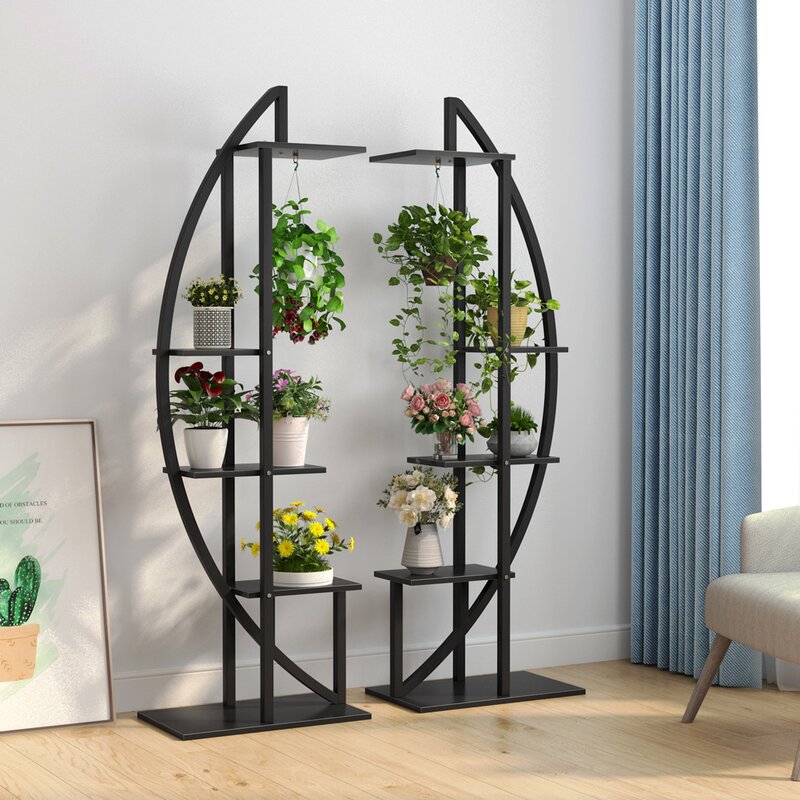 Black Fatos Rectangular  Multi-Tiered Plant Stand pc390