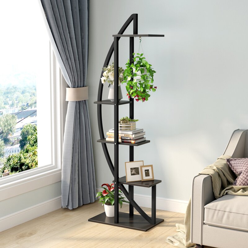 Black Fatos Rectangular  Multi-Tiered Plant Stand pc390