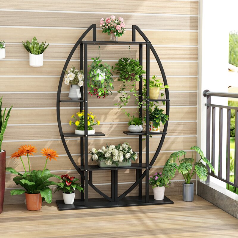 Black Fatos Rectangular  Multi-Tiered Plant Stand pc390