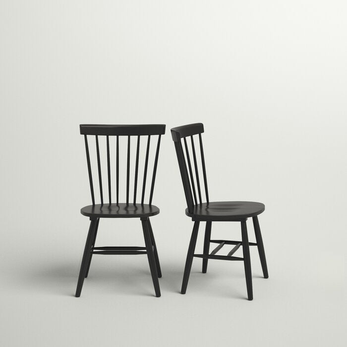 Black Fayann Solid Wood Slat Back Side Chair (Set of 2)